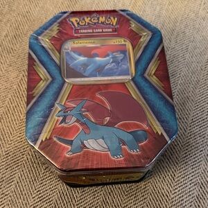 Pokemon Tin with Salamence in Red and Blue